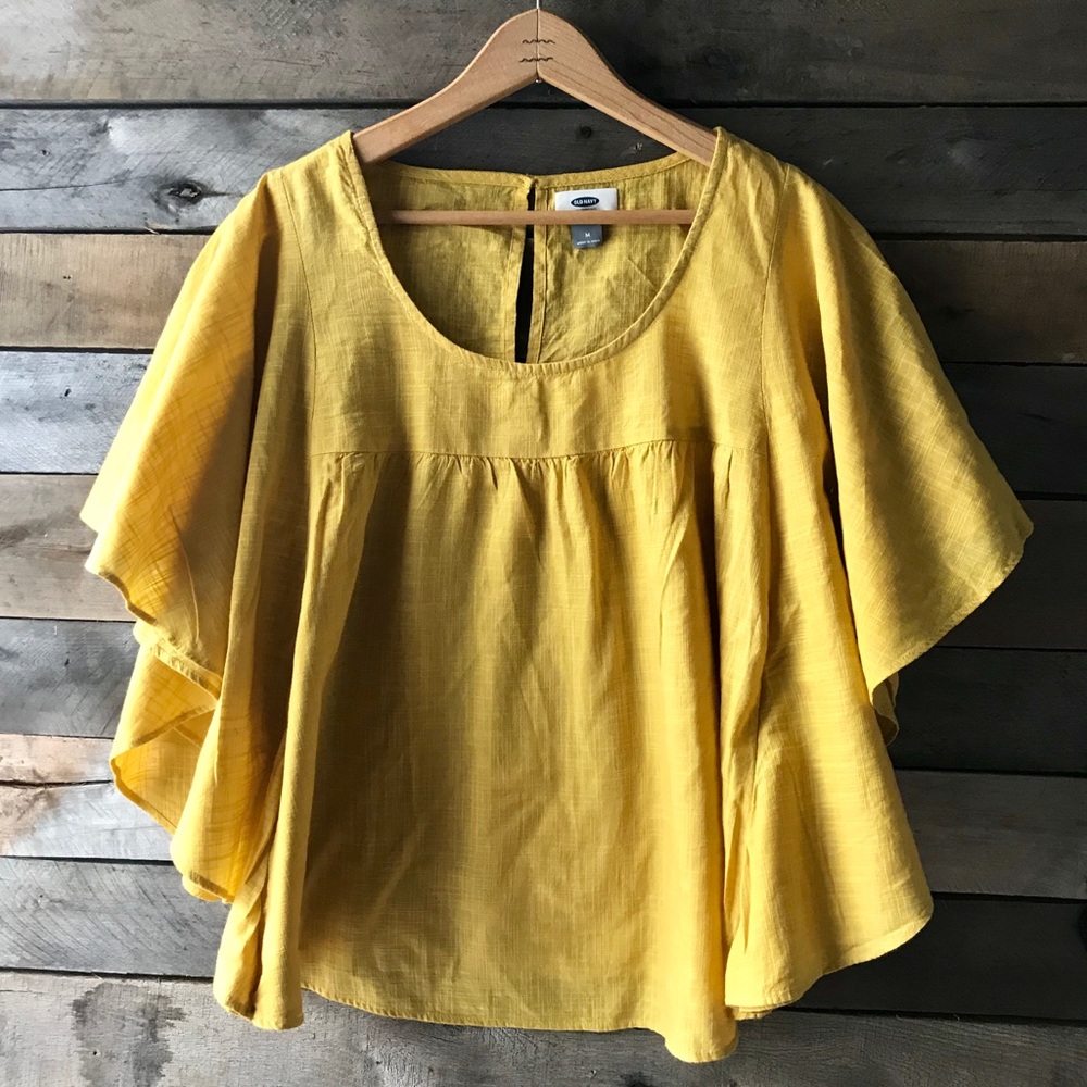 Boho mustard batwing sleeve top